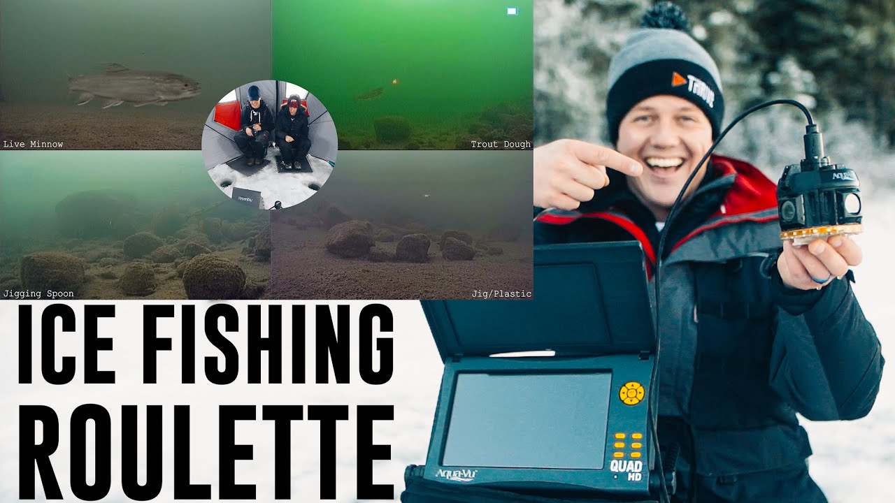 Ice Fishing Roulette / 4 Underwater Cameras + 4 lures AT ONCE
